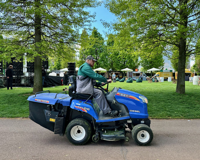 Groundskeeper goind to work