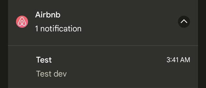 Airbnb accidental test message