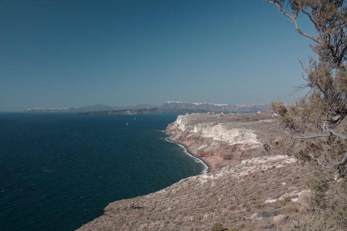 Santorini, sea, cliffs, boats
