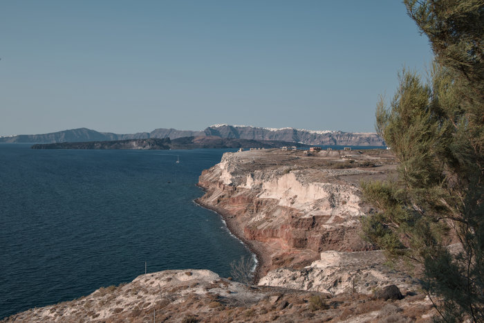 Santorini, sea, cliffs, boats