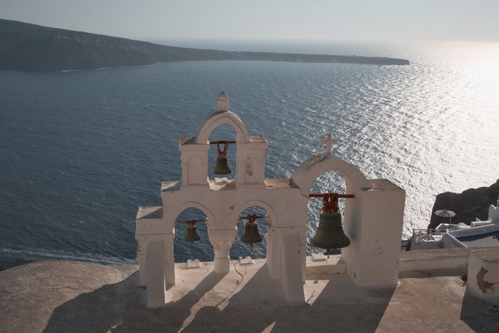 Santorini, sea, cliffs, boats