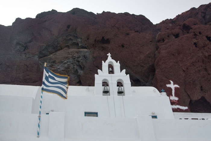 Santorini, sea, cliffs, boats