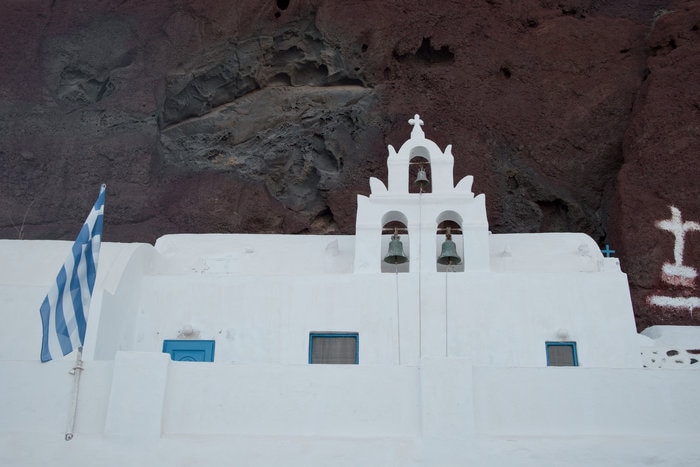 Santorini, sea, cliffs, boats