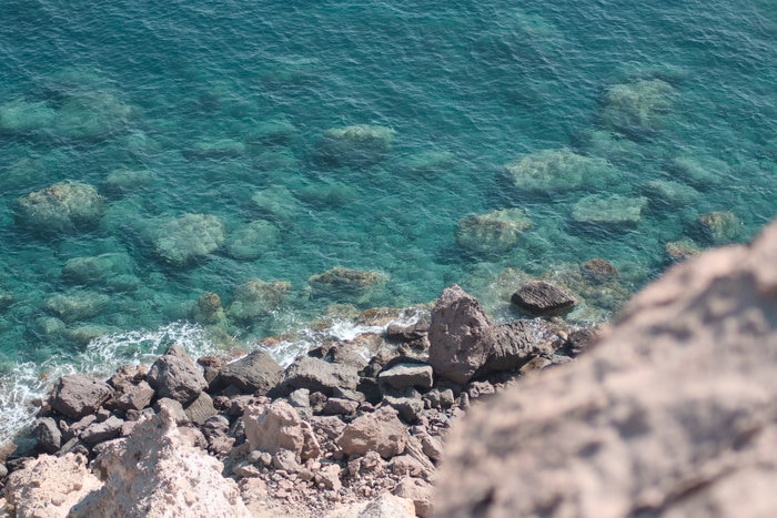 Santorini, sea, cliffs, boats