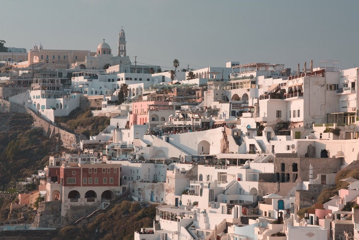 Santorini, sea, cliffs, boats